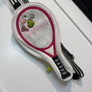 Betsey Johnson White and Pink Tennis Racket Crossbody Bag